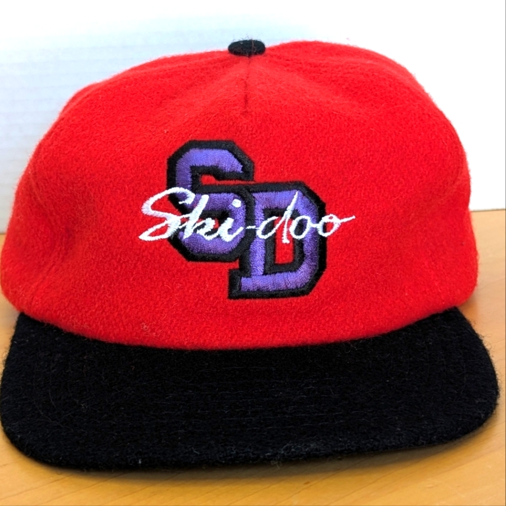 Vintage Ski-Doo Wool Snapback Hat Winter Snowmobile Cap